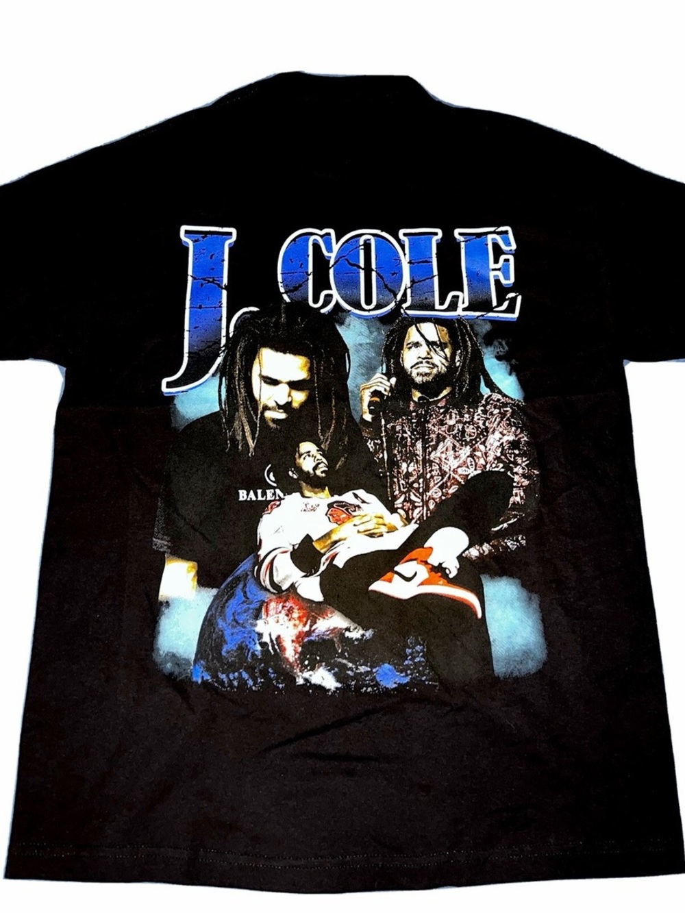 J Cole Medium Balenciaga black graphic t shirt tee vintage style concert hip hop